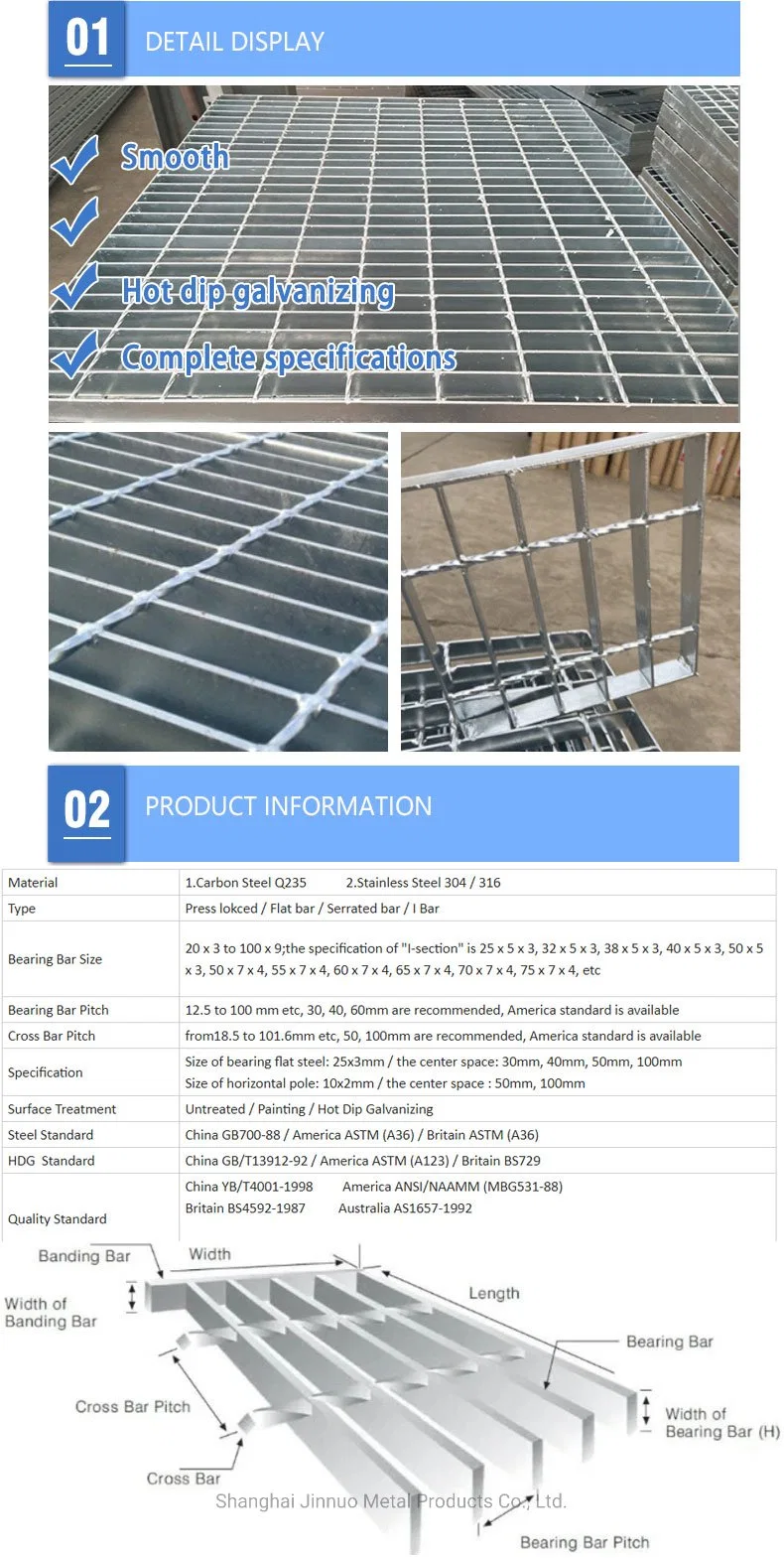 Q235 Steel Walkway Floor Welded Mild Wire Mesh Serrated Bar Grating