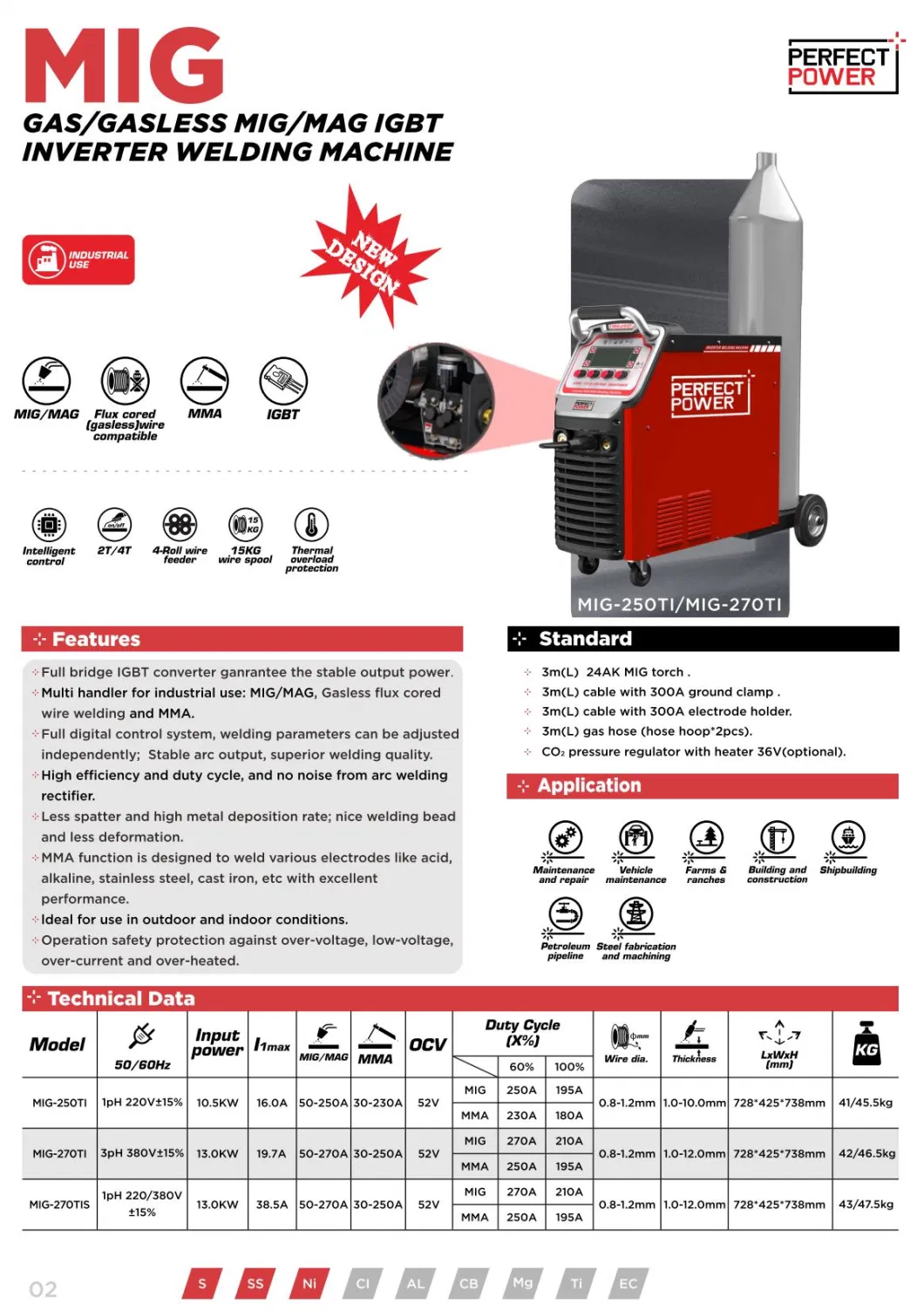 MIG-270t MIG Welder CE Approved OEM Acceptable Gasless Flux Mini MIG Welder MIG Welding Machine Arc Welders