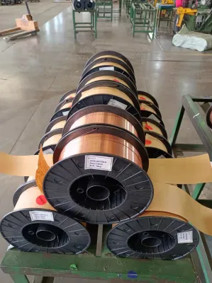  Acero templado de alta calidad de 0,8 mm recubierto de cobre de 1,0 mm 1,2 mm 1,6 mm 250 kg tambor sg2 ER70S-6 Cable de soldadura MIG de CO2