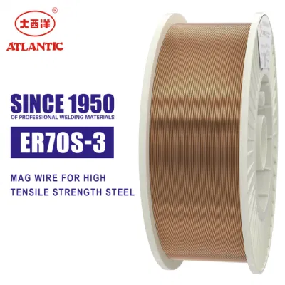  Atlántico de la fabricación de acero de carbono CO2 sólido Cable de soldadura MIG Vulcan ER70S-6 ER70S-3 Aleación recubierto de cobre de 0,8 mm de la Fuerza de 0,9 mm 1,0 mm 1,2 mm 1,6 mm