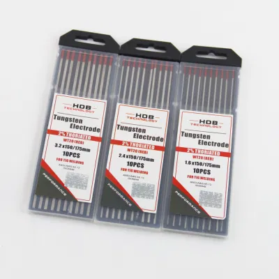 Electrodo de soldadura de materia prima con Thoriumed 2% de tungsteno Wt20 personalizado en fábrica
