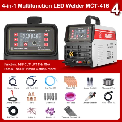 Máquina de soldadura Semi-automática Andeli 110V/220V MCT-416 MIG TIG MMA Cut Soldadora multifuncional soldadora MIG de soldadura sin gas 4 en 1