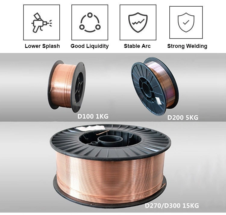 Rhk Welding Wire Factory CE Mild Steel Copper 0.8mm-1.6mm CO2 Gas Protection Sg2 MIG Er70s-6 Welding Wire 1.2mm