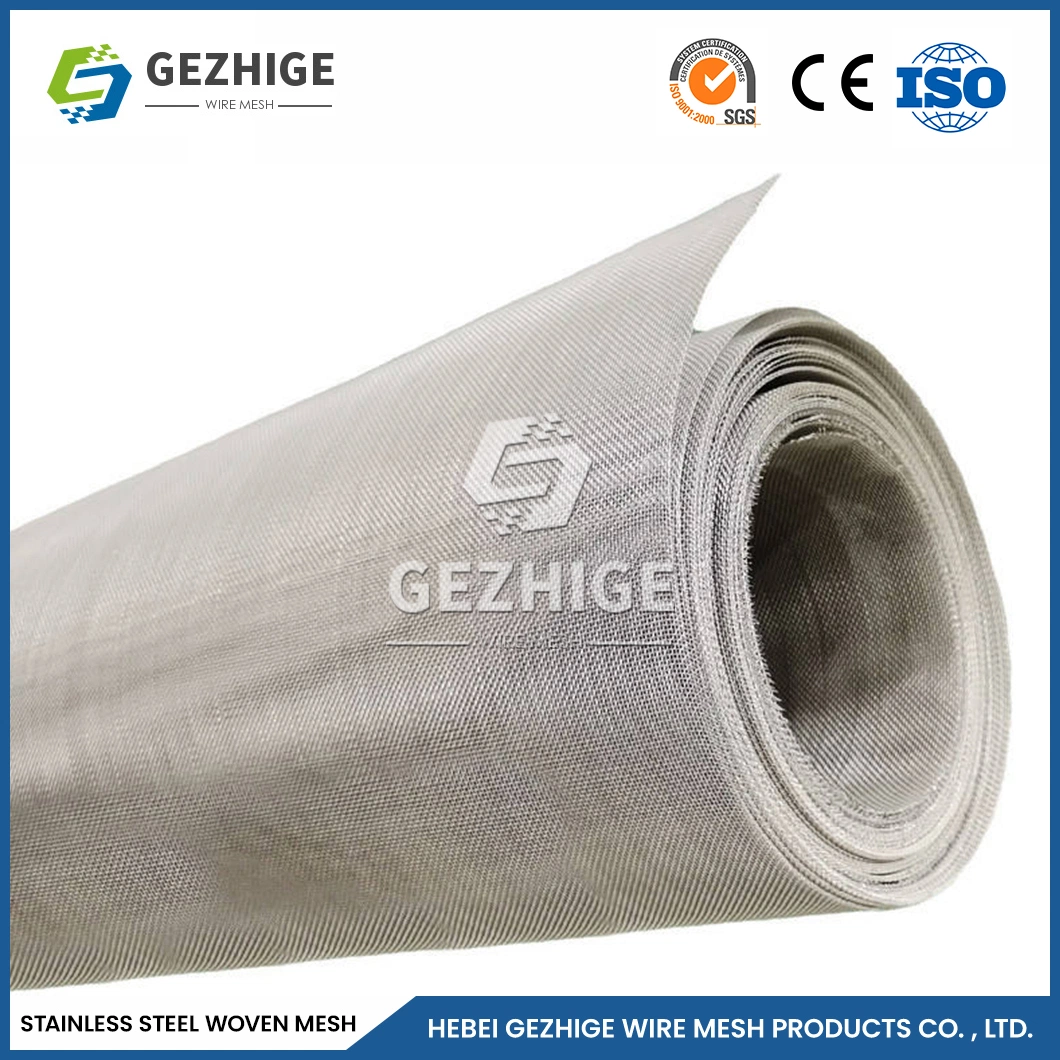 Gezhige Metal Mesh Stainless Steel Factory China 1 Inch Wire Mesh 0.14mm Wire Thickness 0.222 Mesh Stainless Steel Screen Wire Mesh