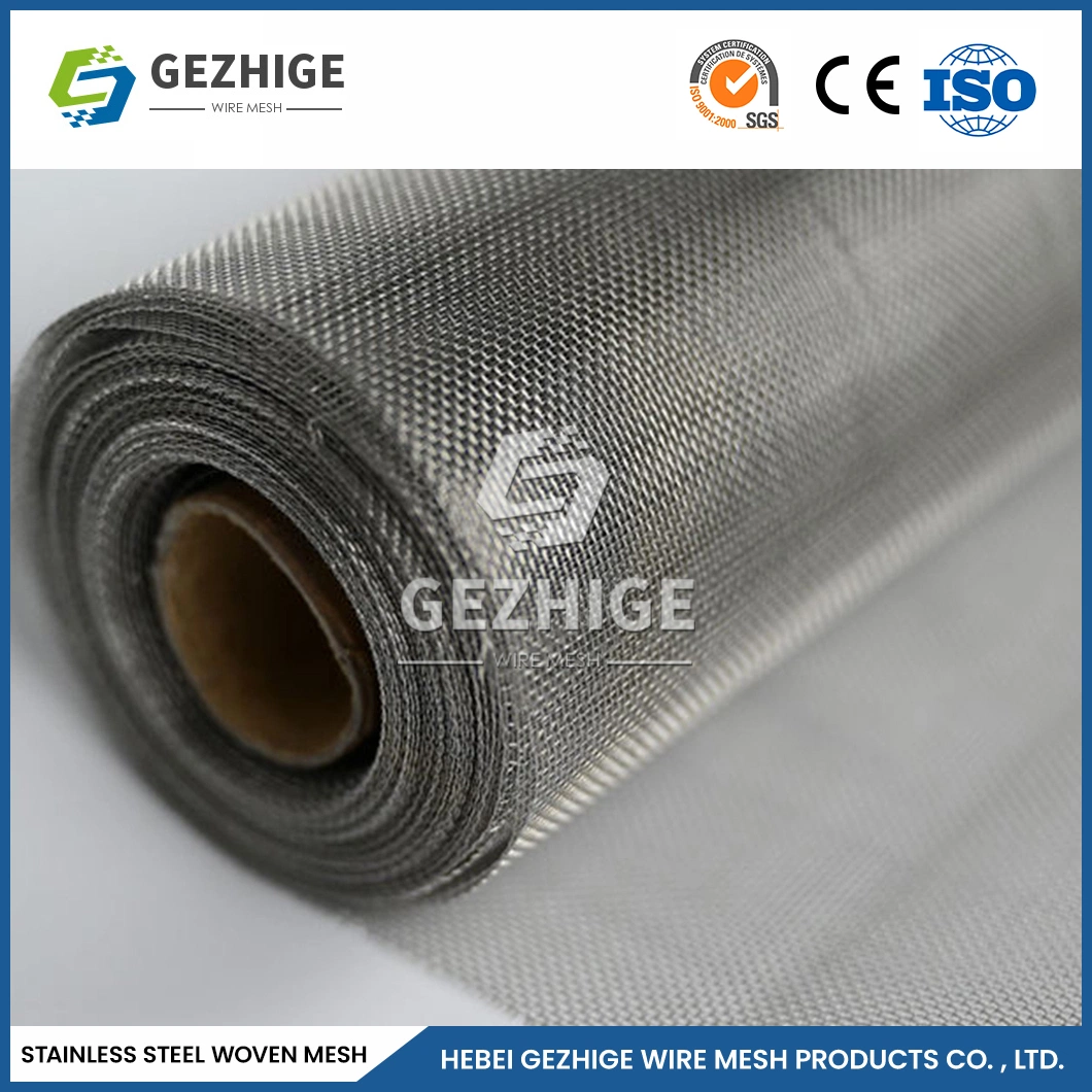 Gezhige Metal Mesh Stainless Steel Factory China 1 Inch Wire Mesh 0.14mm Wire Thickness 0.222 Mesh Stainless Steel Screen Wire Mesh