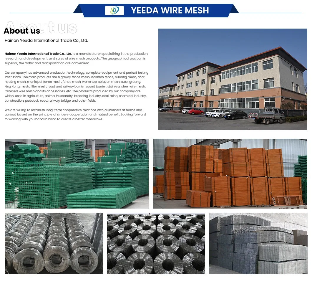 Yeeda 8 FT Welded Wire Fencing China Wholesalers 6X6 Welded Wire Mesh 48 X 2 X 2200 mm Column Dimensions Double Loop Roll Top Fencing