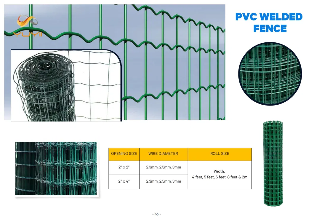 18 Gauge Welded Wire Mesh Fence 2X2 Inch Green/Black PVC Coated Welded Wire Mesh