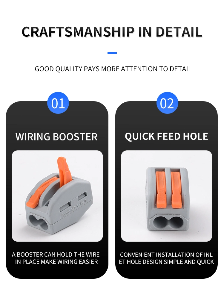 30/50/100PCS Universal Cable Wire Connectors 222 Type Fast Home Compact Wire Connection Push in Wiring Terminal Block 2-8 Pin