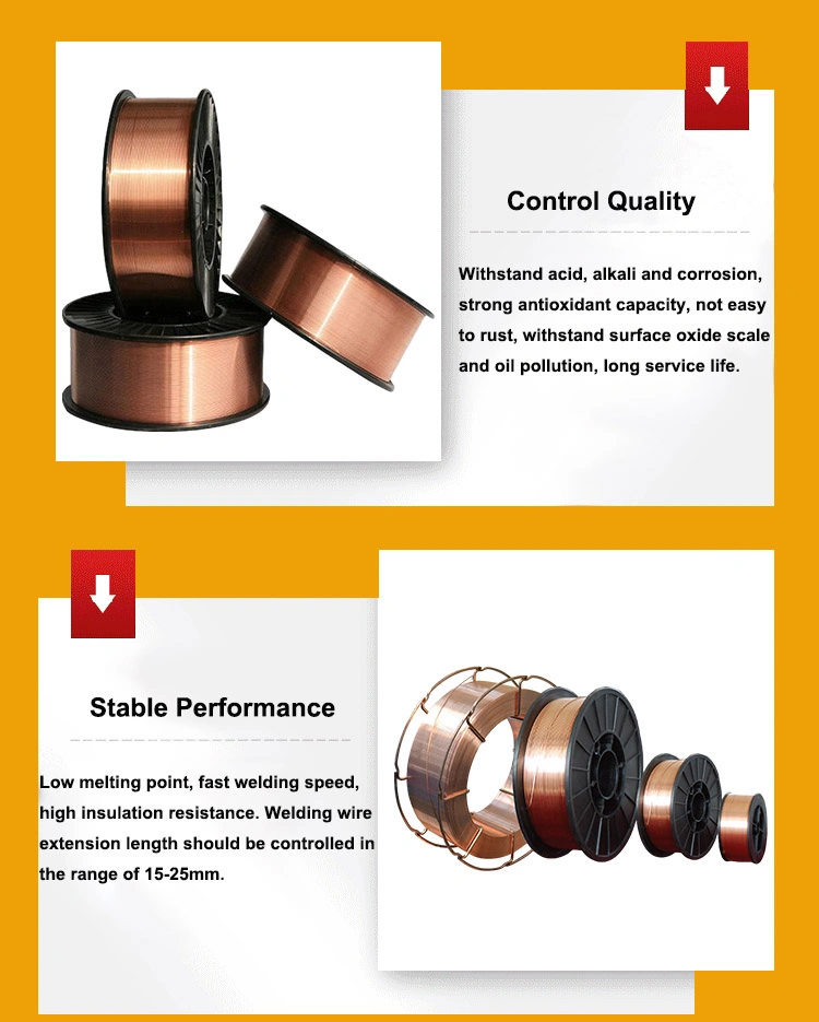 High Quality Mild Steel Copper Coated 0.8mm 1.0mm 1.2mm 1.6mm 250kg Drum Sg2 Er70s-6 CO2 MIG Welding Wire