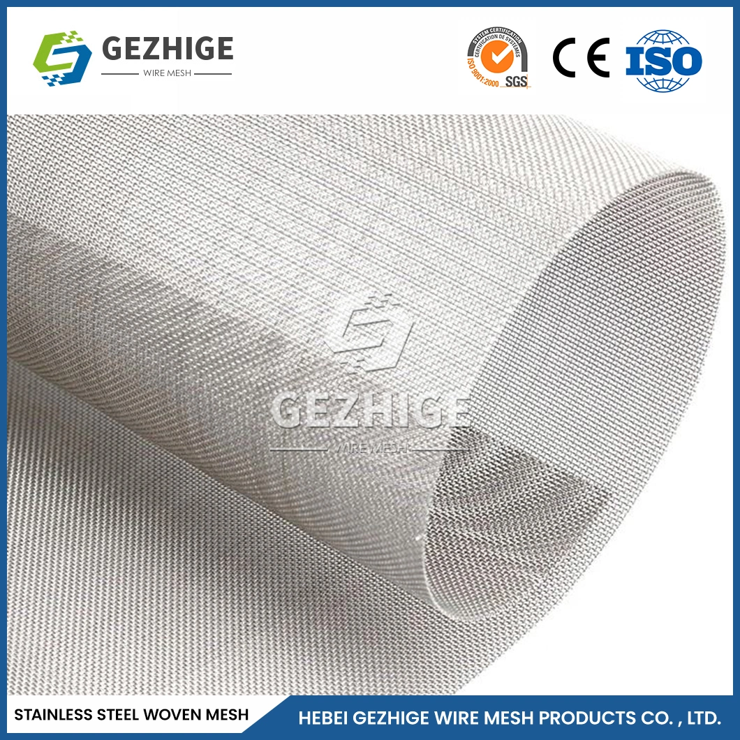 Gezhige Metal Mesh Stainless Steel Factory China 1 Inch Wire Mesh 0.14mm Wire Thickness 0.222 Mesh Stainless Steel Screen Wire Mesh