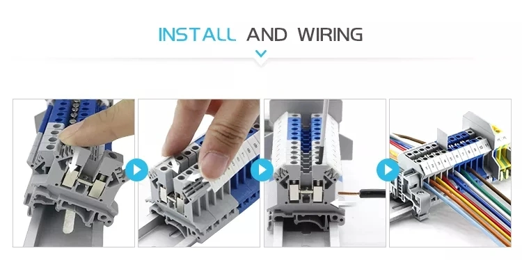 Wire Terminal Blocks Universal UK6n 24-10AWG DIN Rail Lug Plate Wiring Cable Connection Copper Terminals