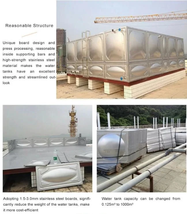 Ss Drinking Water Storage Tank, Modular Sectional Square Rectangular Stainless Steel 304 316 Water Tank Food Grade