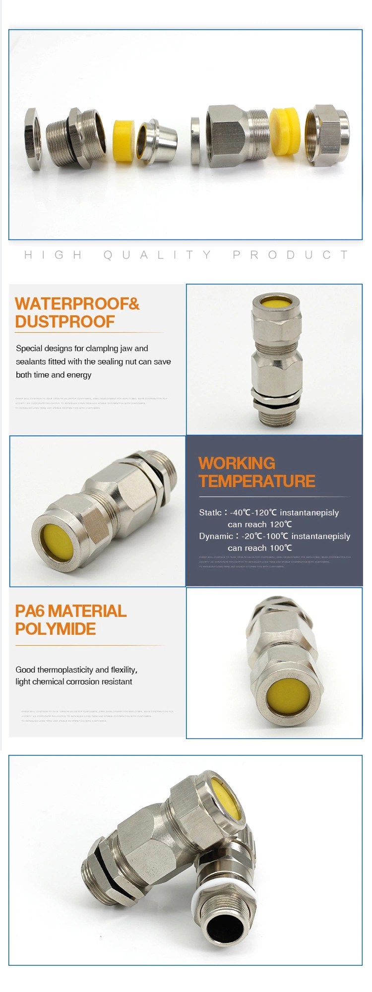 Explosion-Proof Brass Cable Gland M20*1.5 Armored Stainless Steel Cable Gland