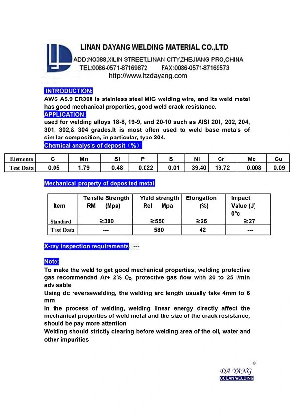 Stainless Steel Welding Wire (AWS A5.9 ER-308) MIG