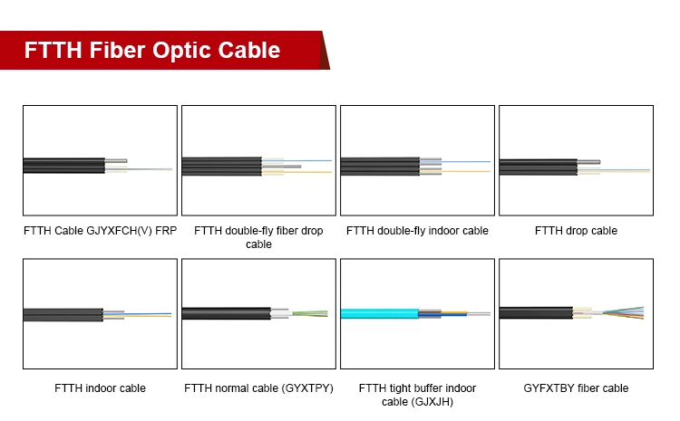 3/4 Core FTTH Stainless Steel Wire Tension Outdoor Fiber Optic Drop Wire