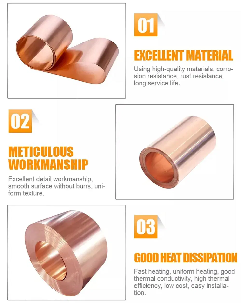 Copper Coil Strip Pipe 99.99% High Purity C11000 C12200 C12000 Brass Coil Pipe C22000 C26000 C27200 Steel Coil