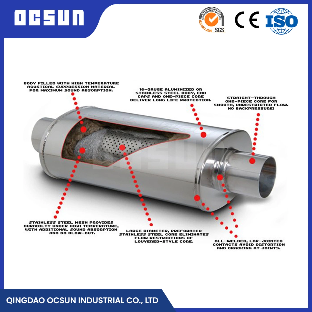 Ocsun Ready to Ship Aluminized/Mild Steel Material Automobile Exhaust Mufflers Suppliers China Exhaust Fan Silencer