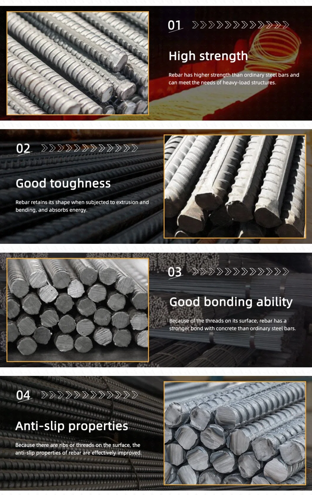 China Factory ASTM GB Rebar Hrb300 HRB400 HRB500 8mm 10mm 6m 12m Rebar Steel for Construction Building