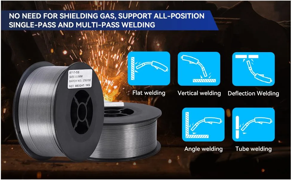 Gasless Flux Core Welding Wire E71t-GS, Carbon Steel Welding Wire (0.030 Inch 1.1 LBS) 0.8/0.9mm 1.0/1.2mm 0.5kg Per Spool