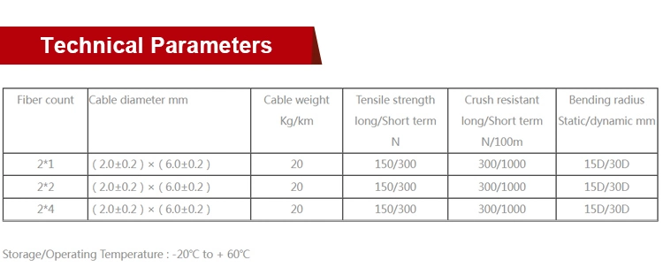 3/4 Core FTTH Stainless Steel Wire Tension Outdoor Fiber Optic Drop Wire