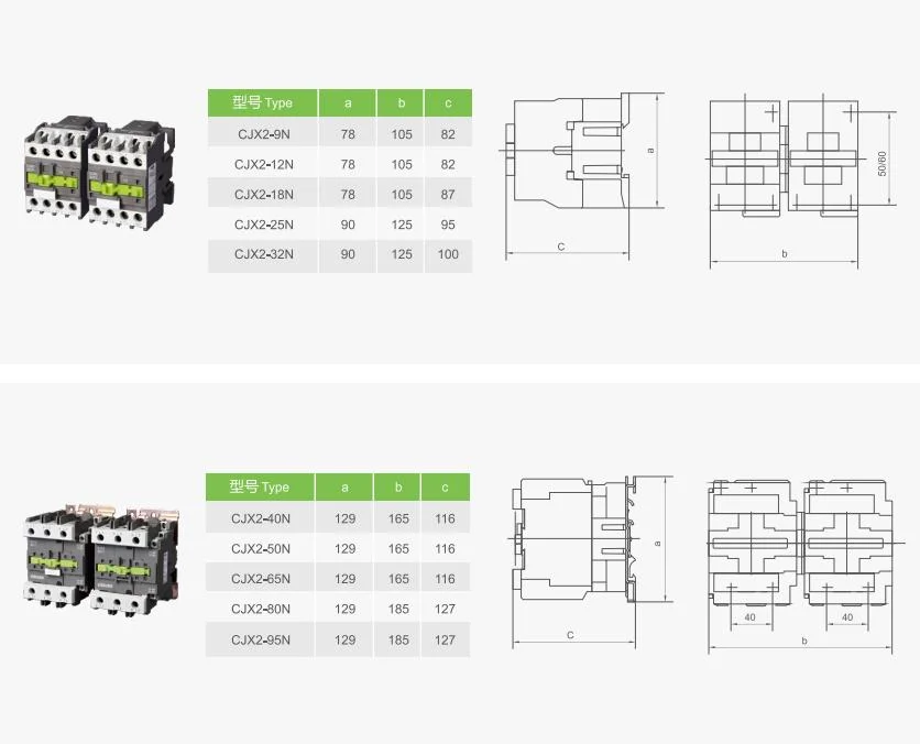 Aoasis Cjx2-40n LC1 40A AC Coil 220V 380V Mechanical Interlocking Electrical Contactor