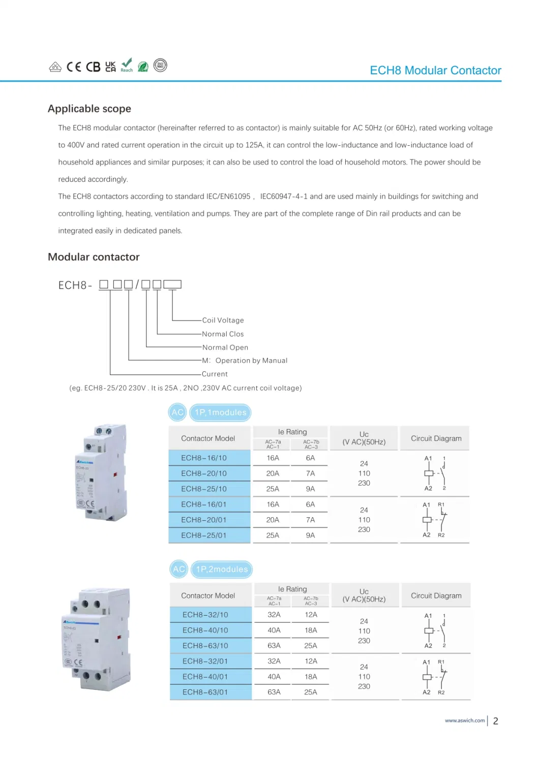 Single/Three Phase AC Modular Contactor