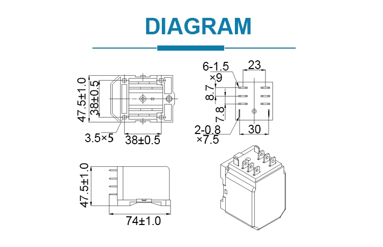 Wan Jia Jqx-58f Normally Open/Close Dual Coil 40A 24VDC Electric Contactor PCB Relay