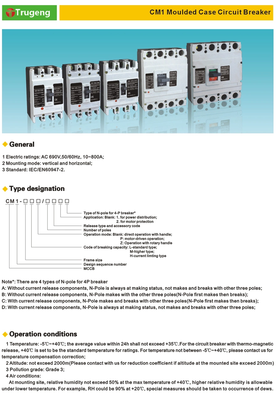 Cm1 Sries Mould Case Circuit Breaker