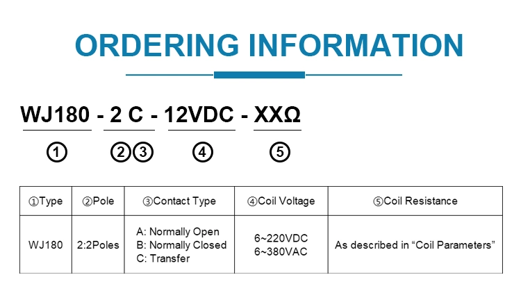 Wan Jia Jqx-58f Normally Open/Close Dual Coil 40A 24VDC Electric Contactor PCB Relay