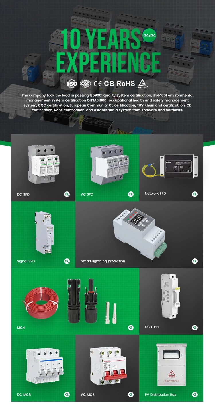 Gada 125A 1000V MCCB DC Electric Circuit Breaker