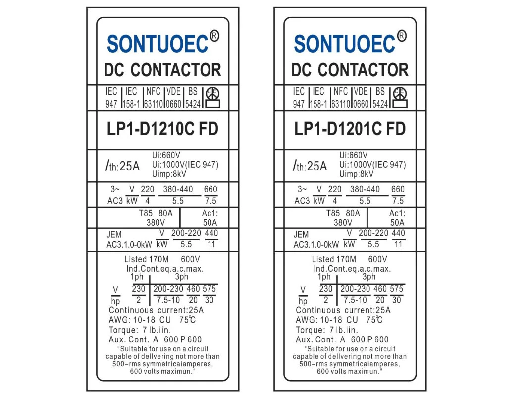 Sontuoec Stc-D Series 3, 4 Pole Contactor AC, DC Magnetic Contactors