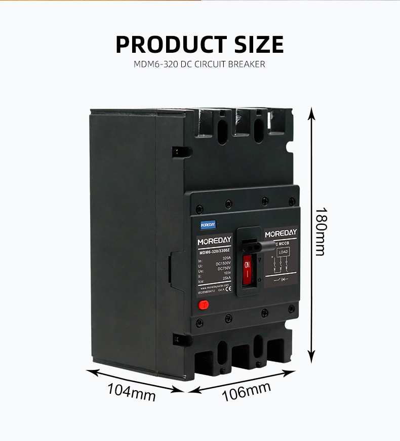 Solar Molded Case DC Circuit Breaker MCCB Overload Protection Switch Protector Photovoltaic PV 150A 250A Battery Isolator