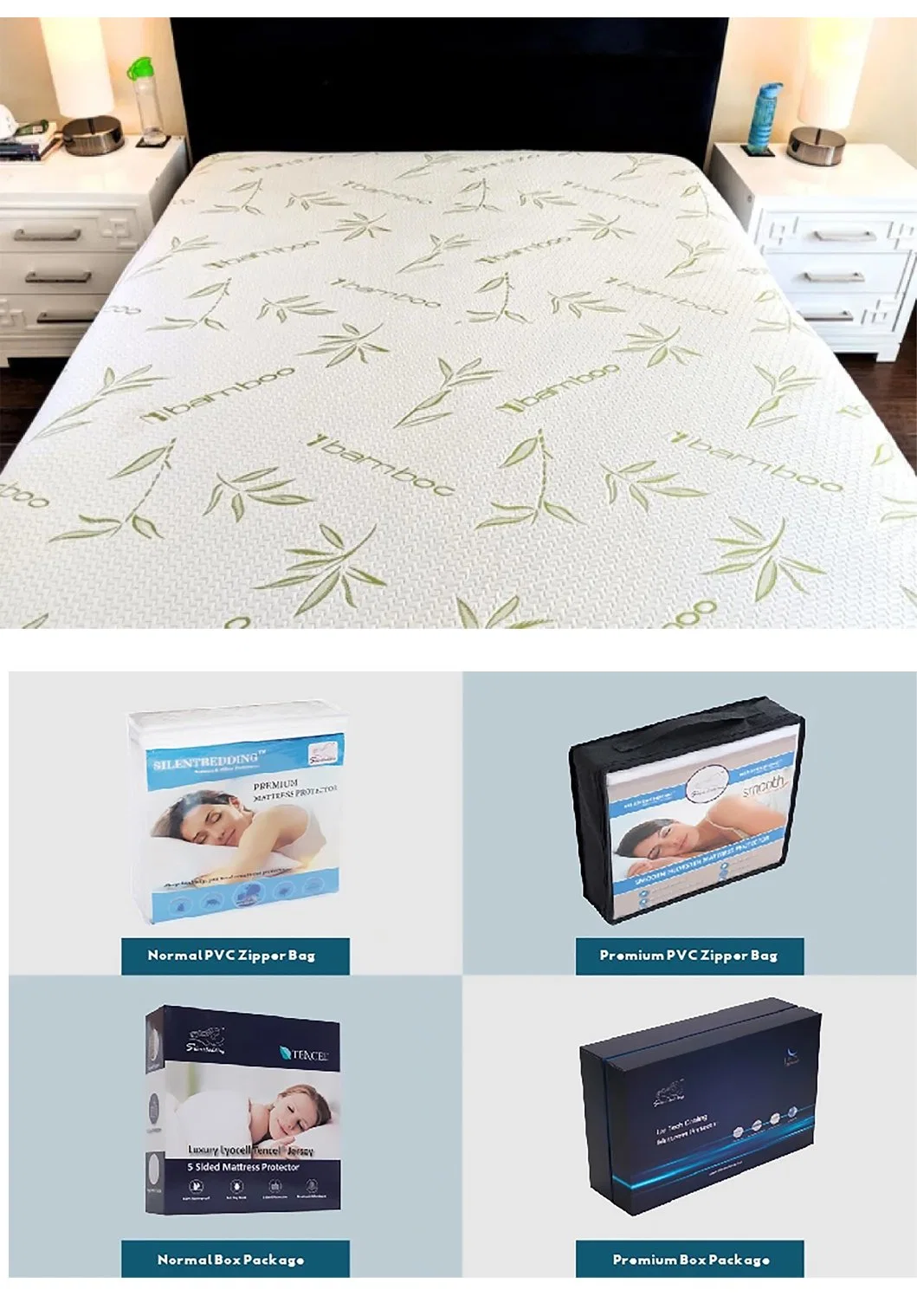 Custom Fabric Waterproof Mattress Cover Breathable Bed Bug Mattress Protector