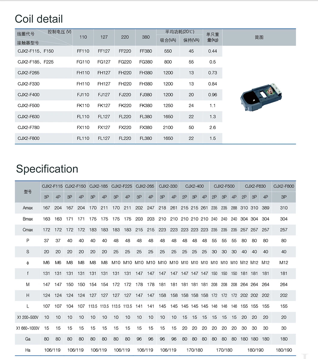 Jlc1-F115 Magnetic AC Contactors with 115A 415V