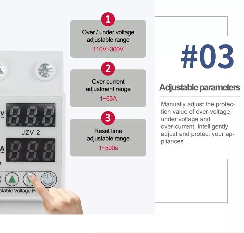 Adjustable Limit Protection Voltmeter 220V 63A Under Voltage Protector Contactor