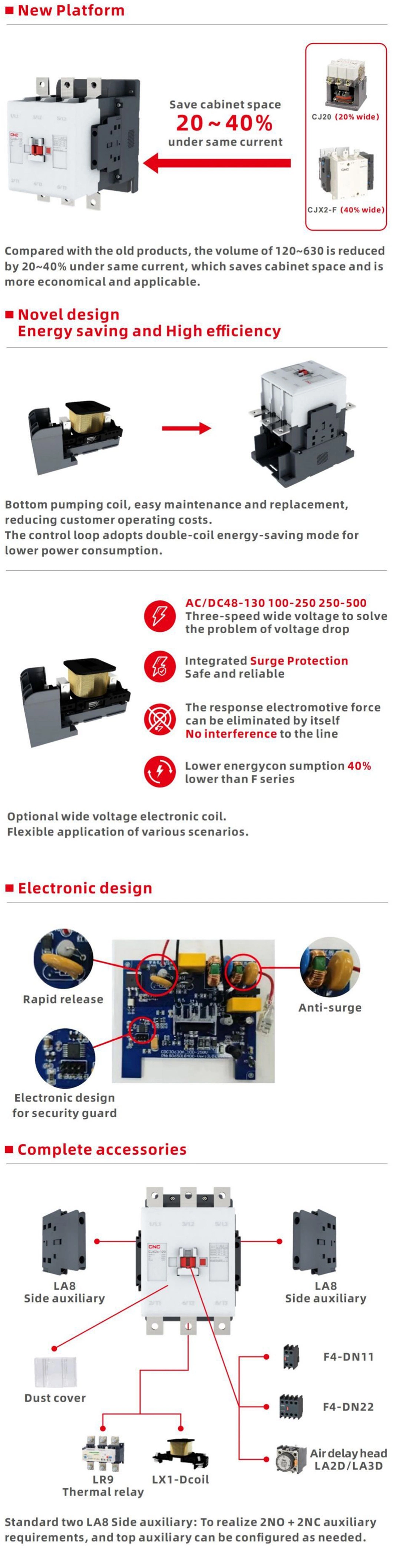 400A 500A 3 Pole Phase Electrical 220V Modular Electric Magnetic AC Contactor