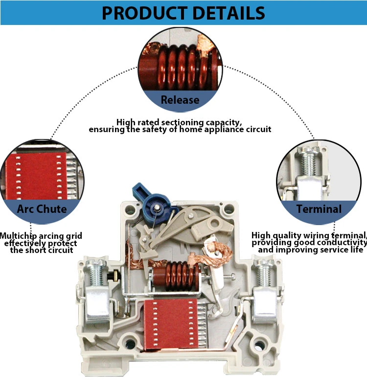 Open Electric Adz30-32-1p 1p 2p 3p 4p Mini MCB 20A 16A 10A 32A 25A 40A 63A AC MCB Miniature Circuit Breaker with CE Certificate