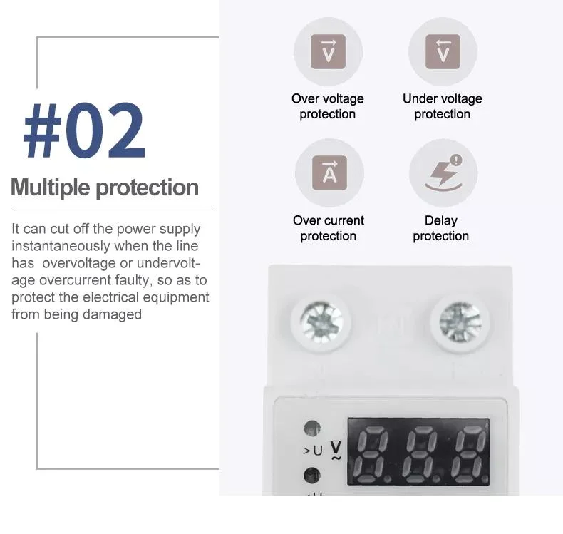 Adjustable Limit Protection Voltmeter 220V 63A Under Voltage Protector Contactor