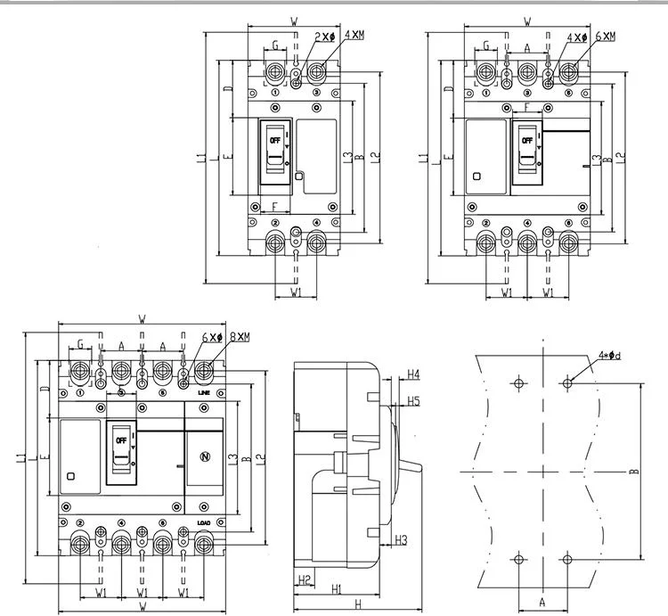 3p 4p 100A 125A 140A 160A 180A 225A 400A 630A DC Moulded Case Circuit Breaker MCCB