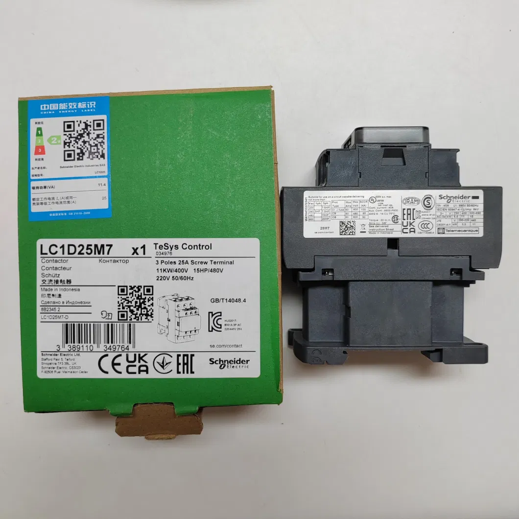 Schneid Original LC1d25m7 Three-Stage AC Contactors 25A, 220V, 50/60Hz Tesys Deca