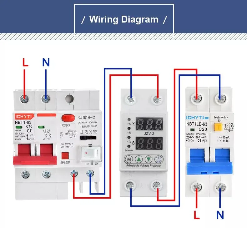 Adjustable Limit Protection Voltmeter 220V 63A Under Voltage Protector Contactor