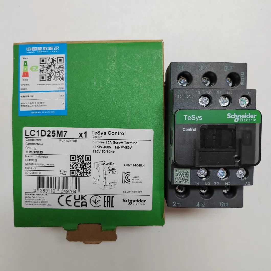 Schneid Original LC1d25m7 Three-Stage AC Contactors 25A, 220V, 50/60Hz Tesys Deca