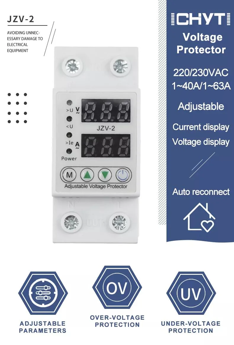 Adjustable Limit Protection Voltmeter 220V 63A Under Voltage Protector Contactor