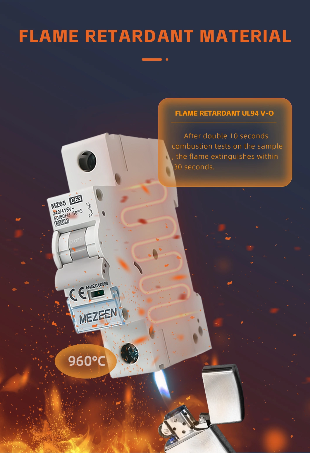 China Factory Mezeen MCB Mz65 Series 1 2 3 4p 1-63A DIN Rail C65 Type Miniature Circuit Breaker MCB