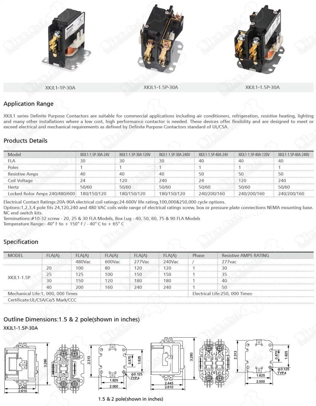 AC Contactor 1p 2p 3p 4p Air Conditioning Magnetic Contactor