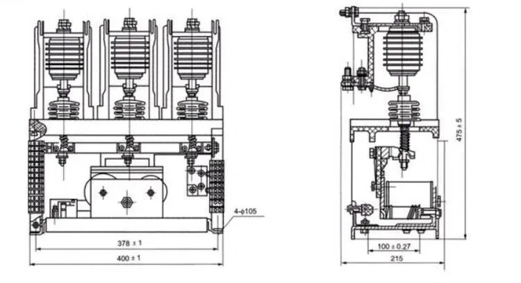 630A 7.2kv 3 Pole High Voltage AC Electric Vacuum Contactor