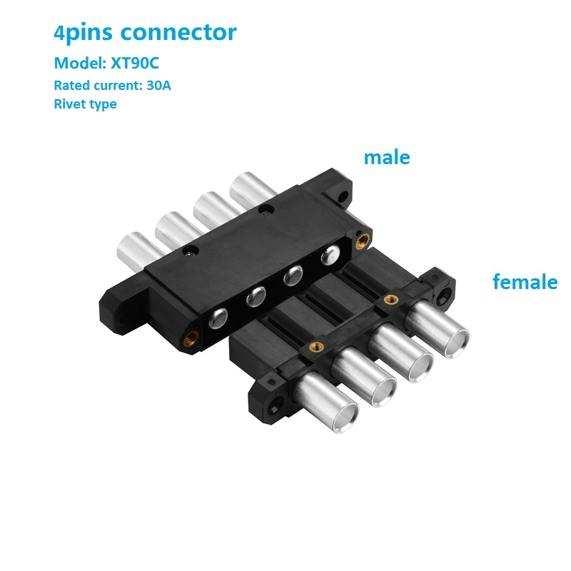 High Power Electrical Connector 4 Pins Gold Plating Copper Pin Contactor for Electric Vehicle Lithium Battery Connector