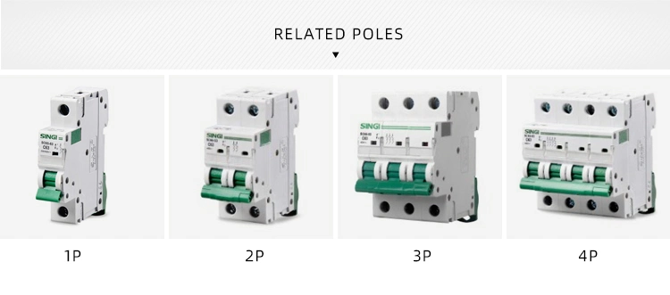 MCB 4 Singi Zhejiang, China Miniature 1-4p Protection Electric Circuit Breaker ODM