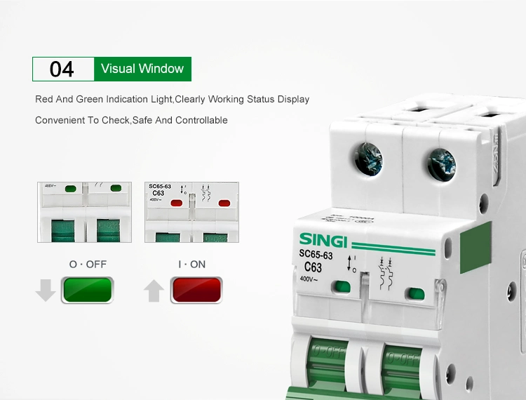 MCB 4 Singi Zhejiang, China Miniature 1-4p Protection Electric Circuit Breaker ODM