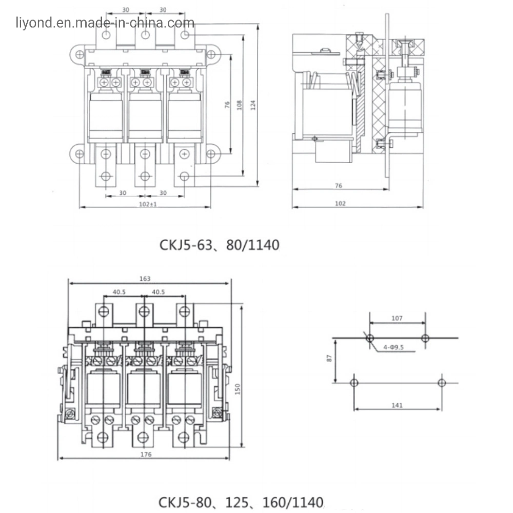 63A 80A 125A 160A 1140V AC Starters Vacuum Contactor